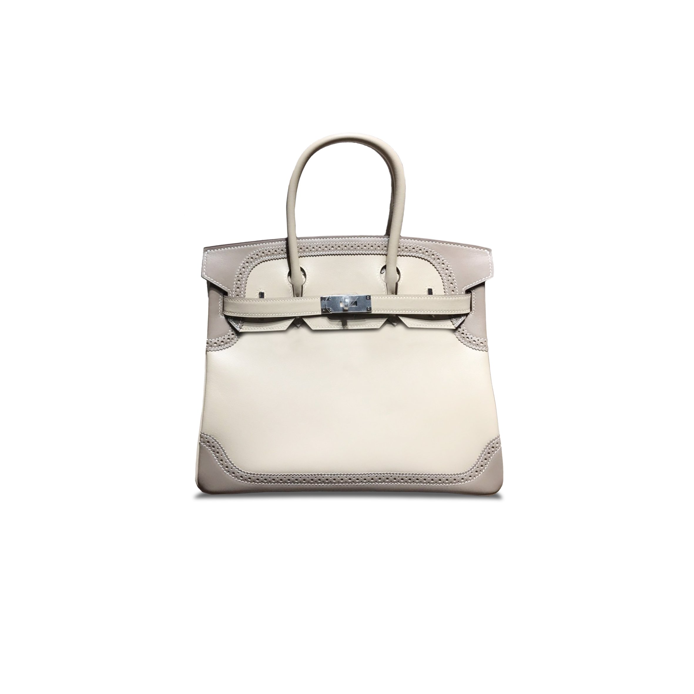 H**mes birkin 30 swift almond grey and elephant grey silver buckle 320077 (30*22*15cm)